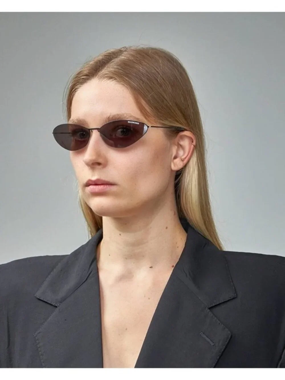 Balenciaga BB0350S 004 Sunglasses Silver Cat Eye Frame, Silver Mirror Lenses
